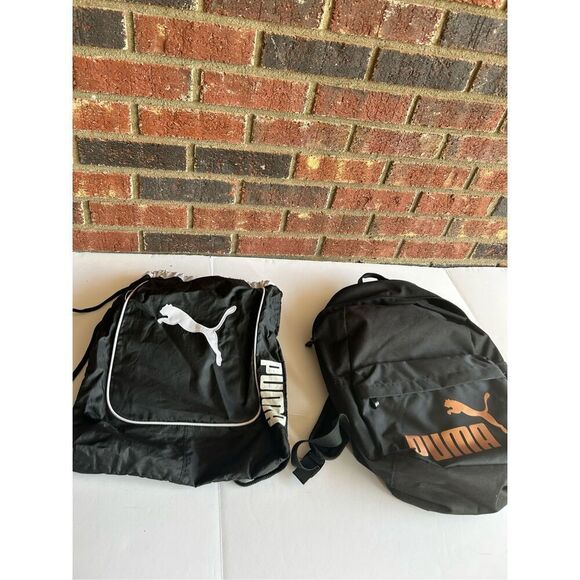 Puma black backpack & Cinch Sack set lot - Picture 1 of 7